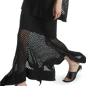 COS Brand New Asymmetric Open-knit Skirt Black Mesh Maxi Skirt. Size S.